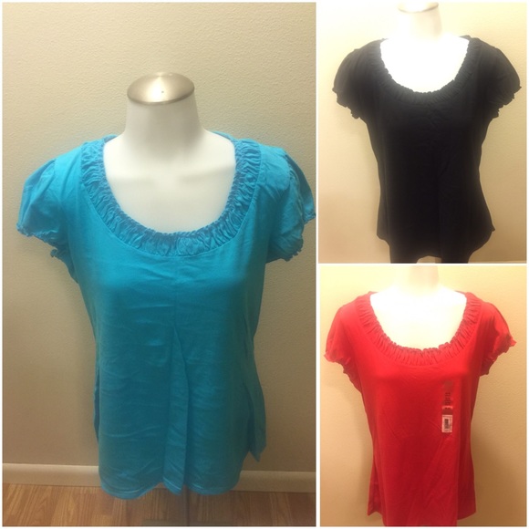 3 ruffle neck cotton t-shirts