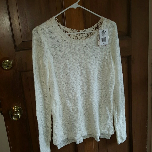 NWT White crochet Pink Republic sweater