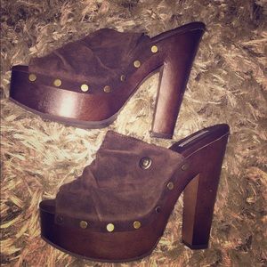 Calvin Klein brown suede studded  mules new 8.5