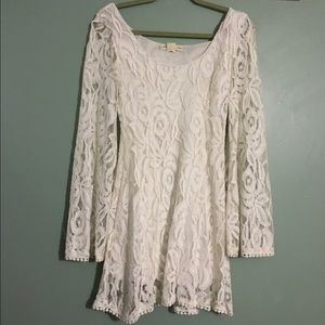 Cream Lace Embellished Dress