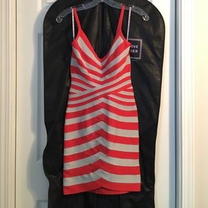 Herve Leger Grey/Orange Bandage Dress