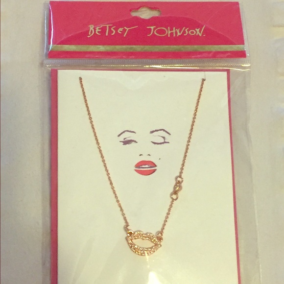 Betsy Johnson Diamond crusted rose gold necklace