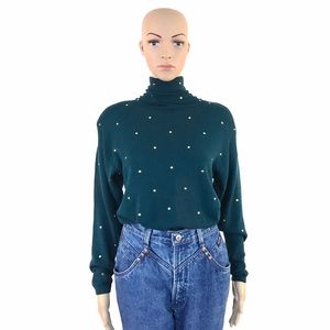 Vintage Designer St. John Sweater w/ Gold Studs