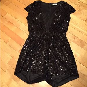 Tobi Black Sequin Gabriela Romper