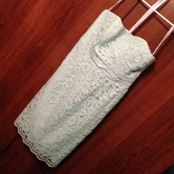 Davids Bridal Short Strapless Lace Dress