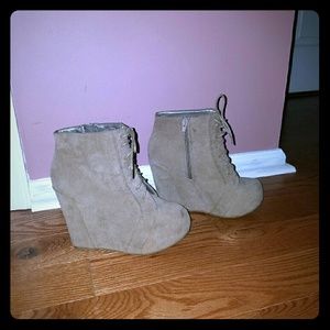 Tan Booties/Wedges