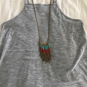 Long beaded fringe necklace