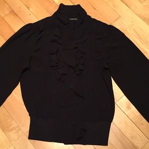 Express Design Studio Black Ruffle Zip Jacket