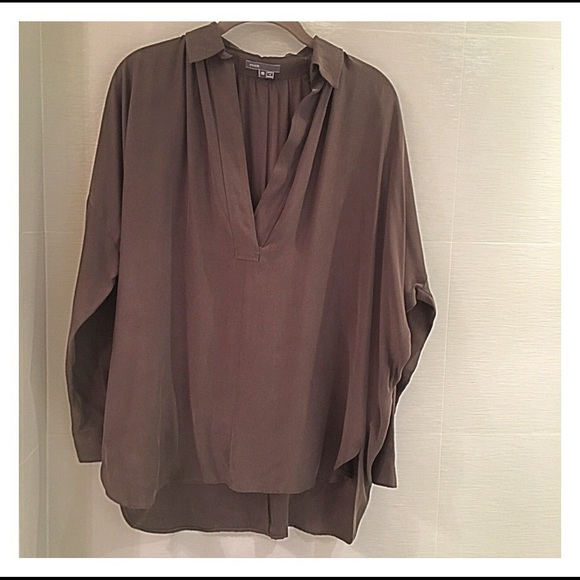 NWOT Vince brown silk top