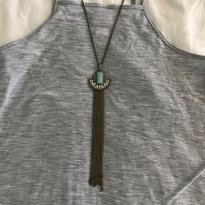 Dark gold tassel necklace