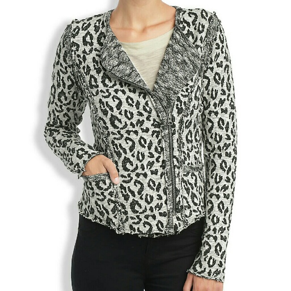 Lucky Brand Jacquard leopard print jacket