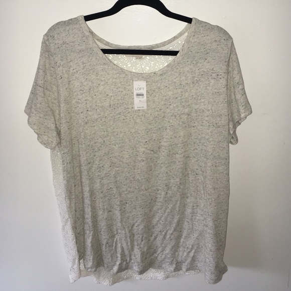 Loft short sleeve tee with sheer lace back XL