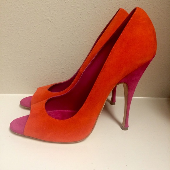 Brian Atwood Peep Toe Suede Pumps
