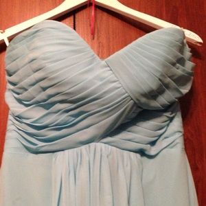 Long aqua blue chiffon dress