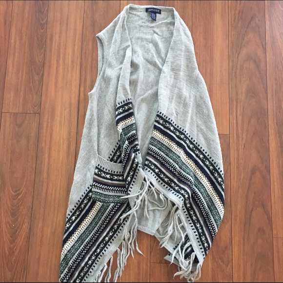 Grey fringe sweater vest