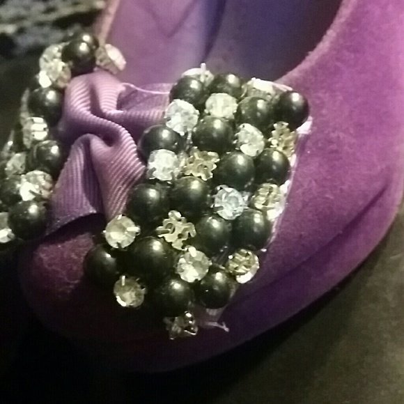Purple rhinestone bow heels - Picture 2 of 4