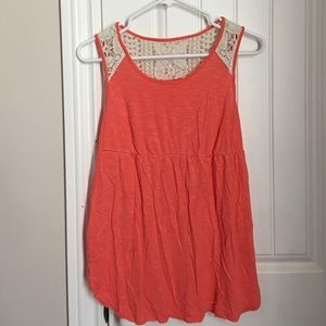 Coral maternity tank with crochet back detail