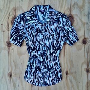 Silk-like animal print career blouse