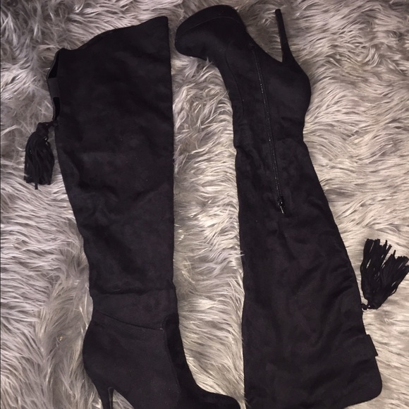 Black thigh high boots