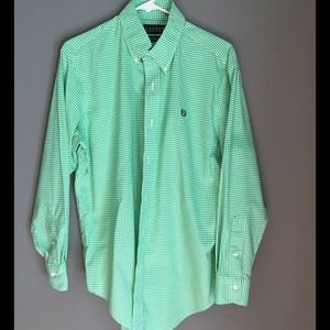 Green and White Ralph Lauren Dress Shirt
