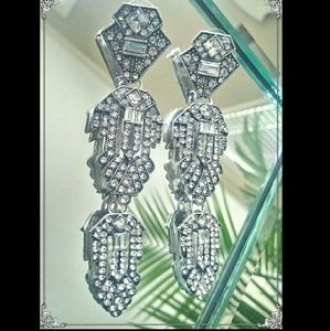 NEW VINTAGE ART DECO SILVER EARRINGS