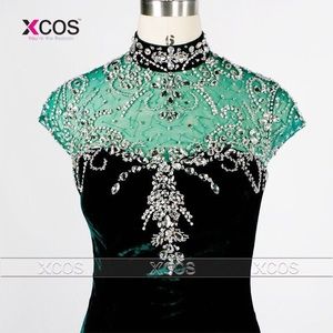 Dark green velvet dress