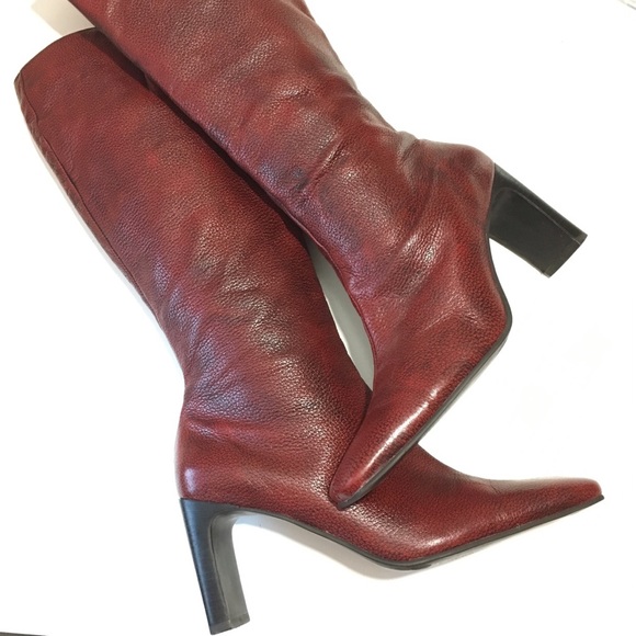 Tall Leather Red Boots