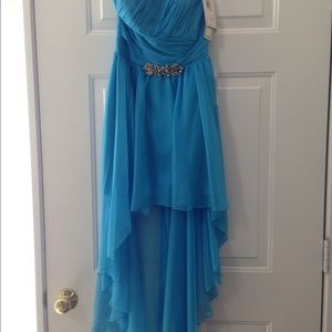 Brand new bright blue strapless cocktail dress