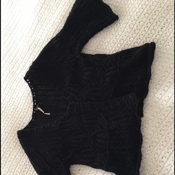 Free People black crochet sweater