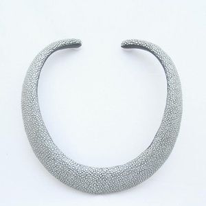 Authentic grey Stingray skin collar necklace