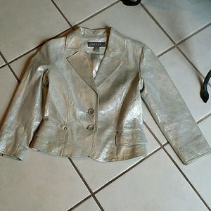 Kenar 100% leather jacket /blazer brush silver