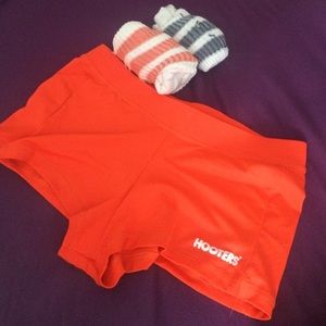 Real Hooters short w/ a bonus strip tube socks