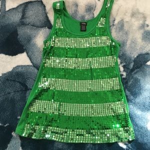 Green sequined tank top