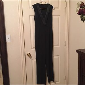 V plunge black jumpsuit