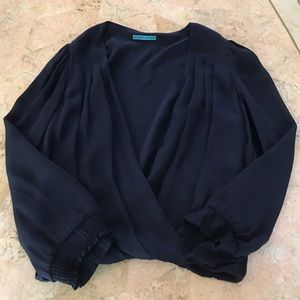 Alice + Olivia Open Front Silk Blouse
