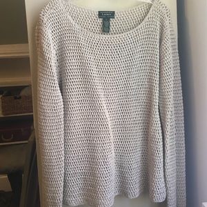 Linen cotton blend loose knit sweater
