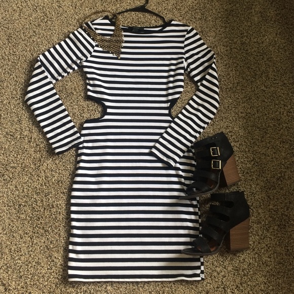 White and black cut out mini dress