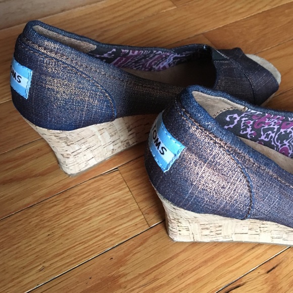 Toms Copper dusted denim Heel Peep toe - Picture 3 of 4