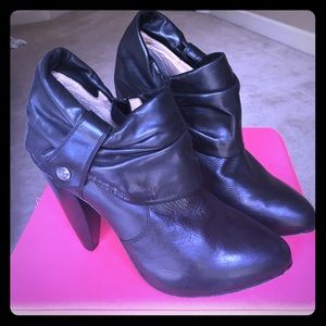 Modern Vintage Black Leather Booties