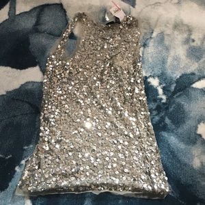 Silver sequined tank top