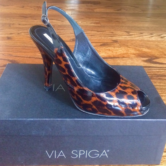 Via Spiga Shoes - Via Spiga V-Drama Leopard Slingback Sandals