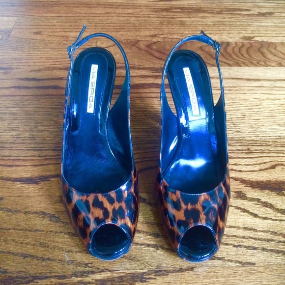 Via Spiga V-Drama Leopard Slingback Sandals - Picture 2 of 3