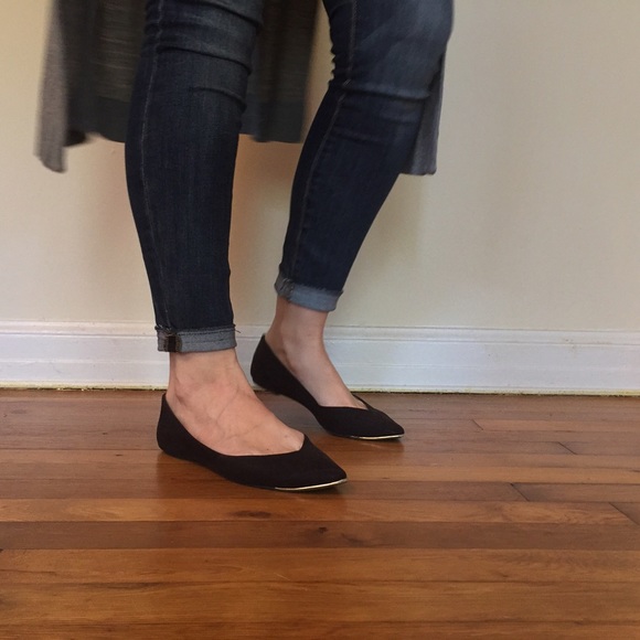 Black Suede flats w/ Gold Accent