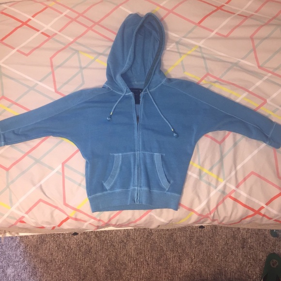 Blue zip-up sweatshirt