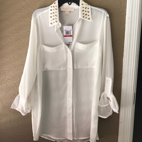MICHAEL Michael Kors Studded Collar Blouse