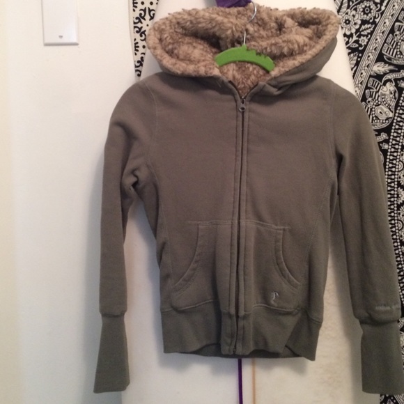Army green fur lined zip up
