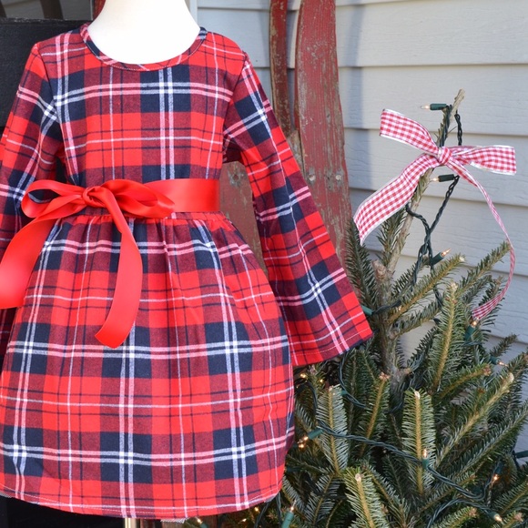 Red plaid flannel Christmas dress
