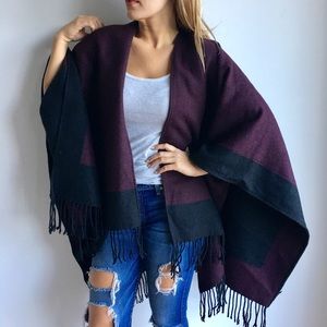 Reversible Wool Poncho