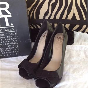MRKT Black Peep Toe Heels 8