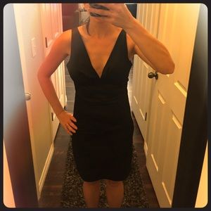 Black Satin Pleated Dress